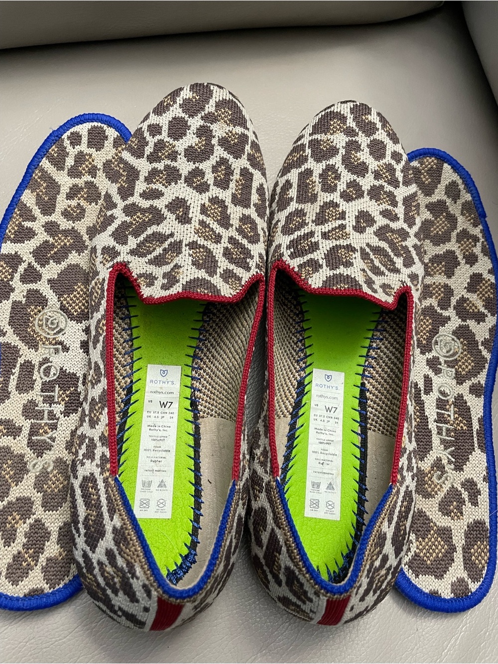 Rothy's Leopard Print Flats with Red Trim - Picture 4 of 5